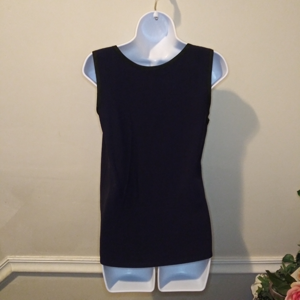 Vintage 1980's Saint Laurent Black Cropped Tuxedo Jacket & Navy Camisole Top - Picture 9 of 14